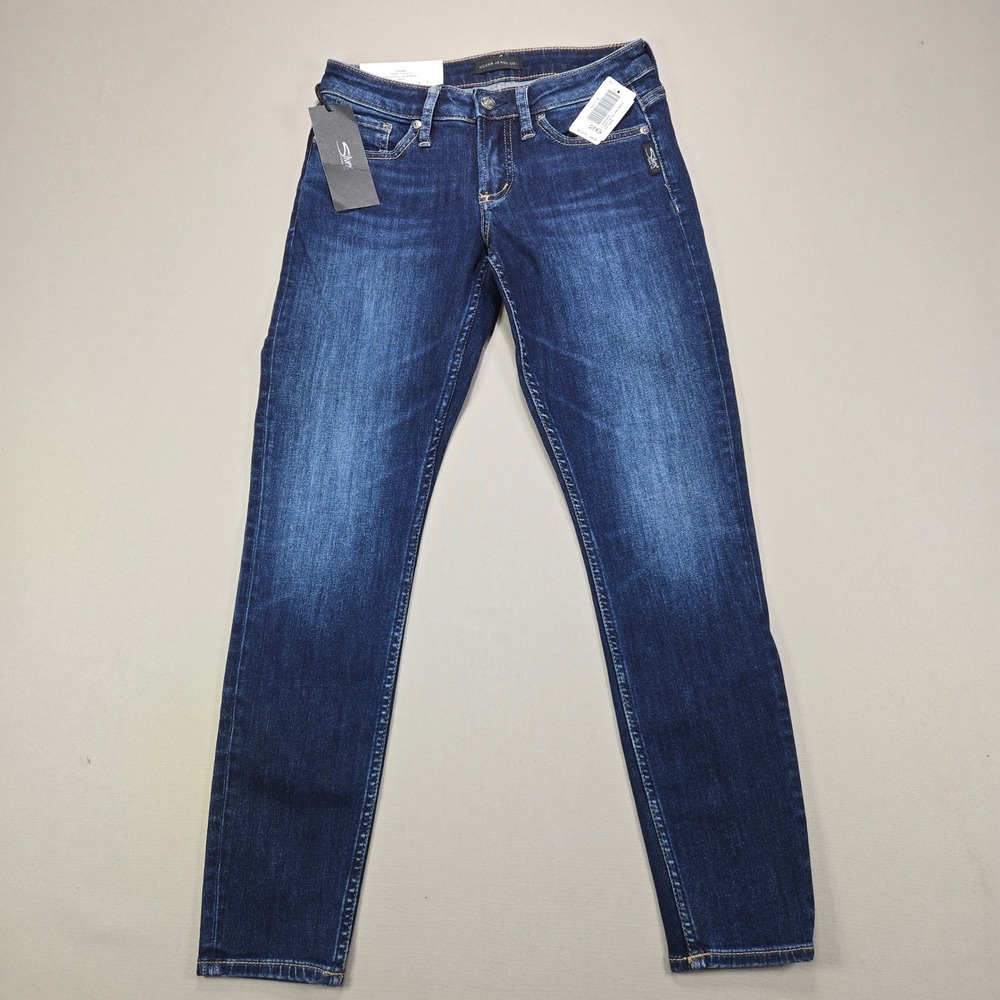 Silver Jeans Co Tuesday Skinny Low Rise Dark Wash Indigo Women 26x27 NEW